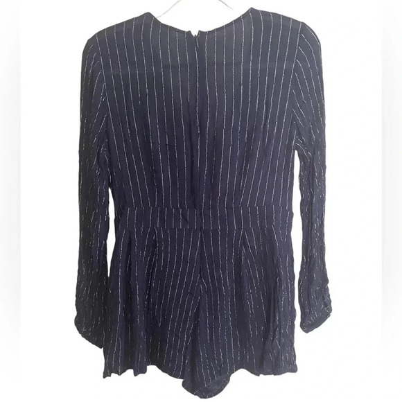 ☀️One the Land Women’s Blue with Metallic Stripes Romper - Picture 5 of 6